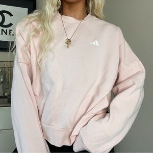 Adidas Women's Baby Pink Cropped Sweatshirt